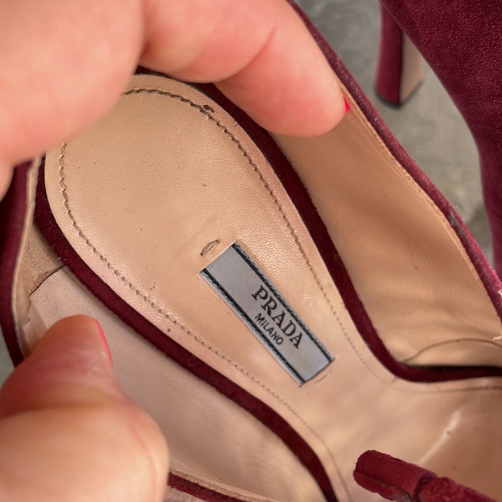 Prada suede burgundy zippered back 40.5 - Picture 2 of 5